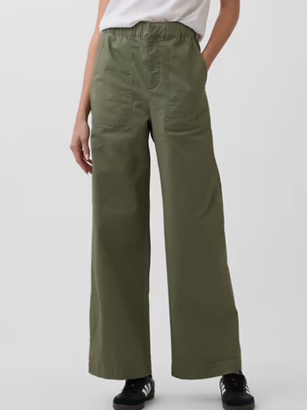 NWT Gap High Rise Easy Wide-Leg Khakis Olive Green Tall Length